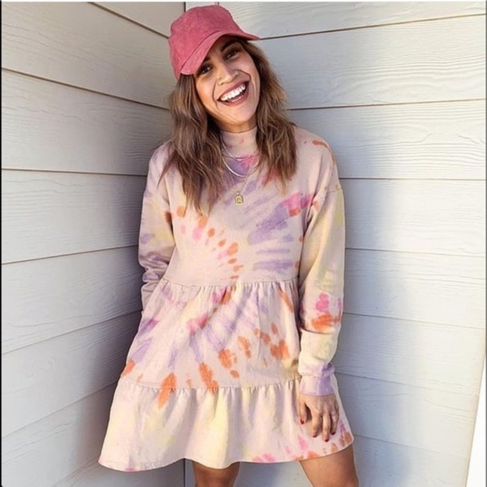 ⭐️Women's Tie-Dye Long Sleeve Cozy Sweatshirt Dress
